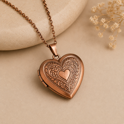 Westmerry® Vintage Heart Copper Locket Necklace