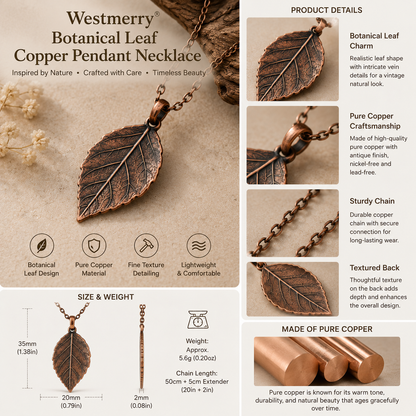 Westmerry® Botanical Leaf Copper Pendant Necklace