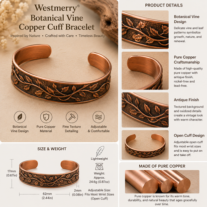Westmerry® Botanical Vine Copper Cuff Bracelet