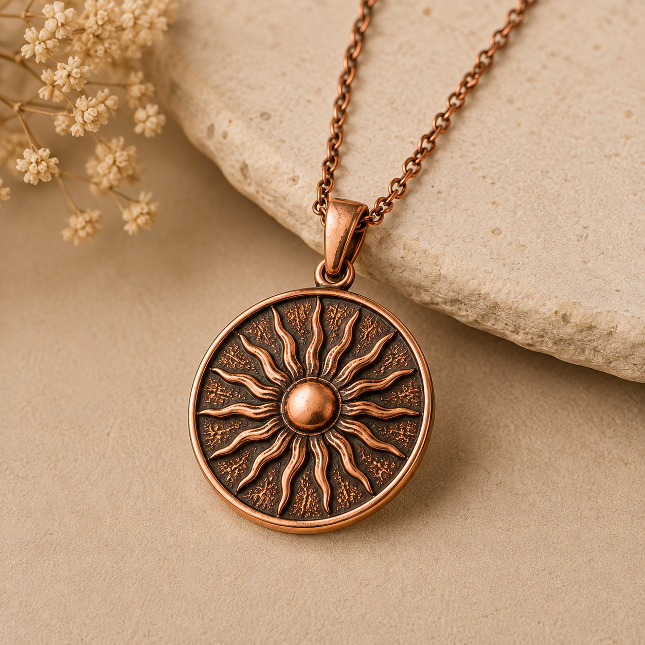 Westmerry® Sunburst Pure Copper Pendant Necklace