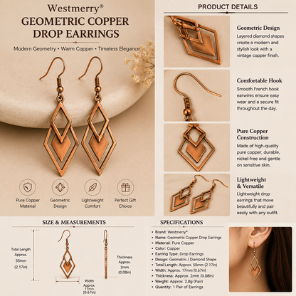Westmerry® Geometric Copper Drop Earrings